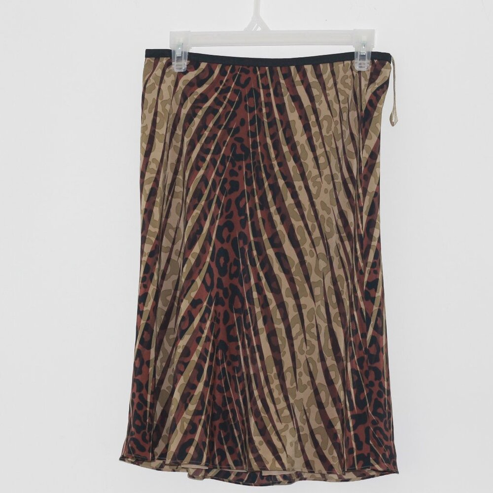 Alfani Skirt  Knee length zebra pattern Black and 3 shades of brown in color